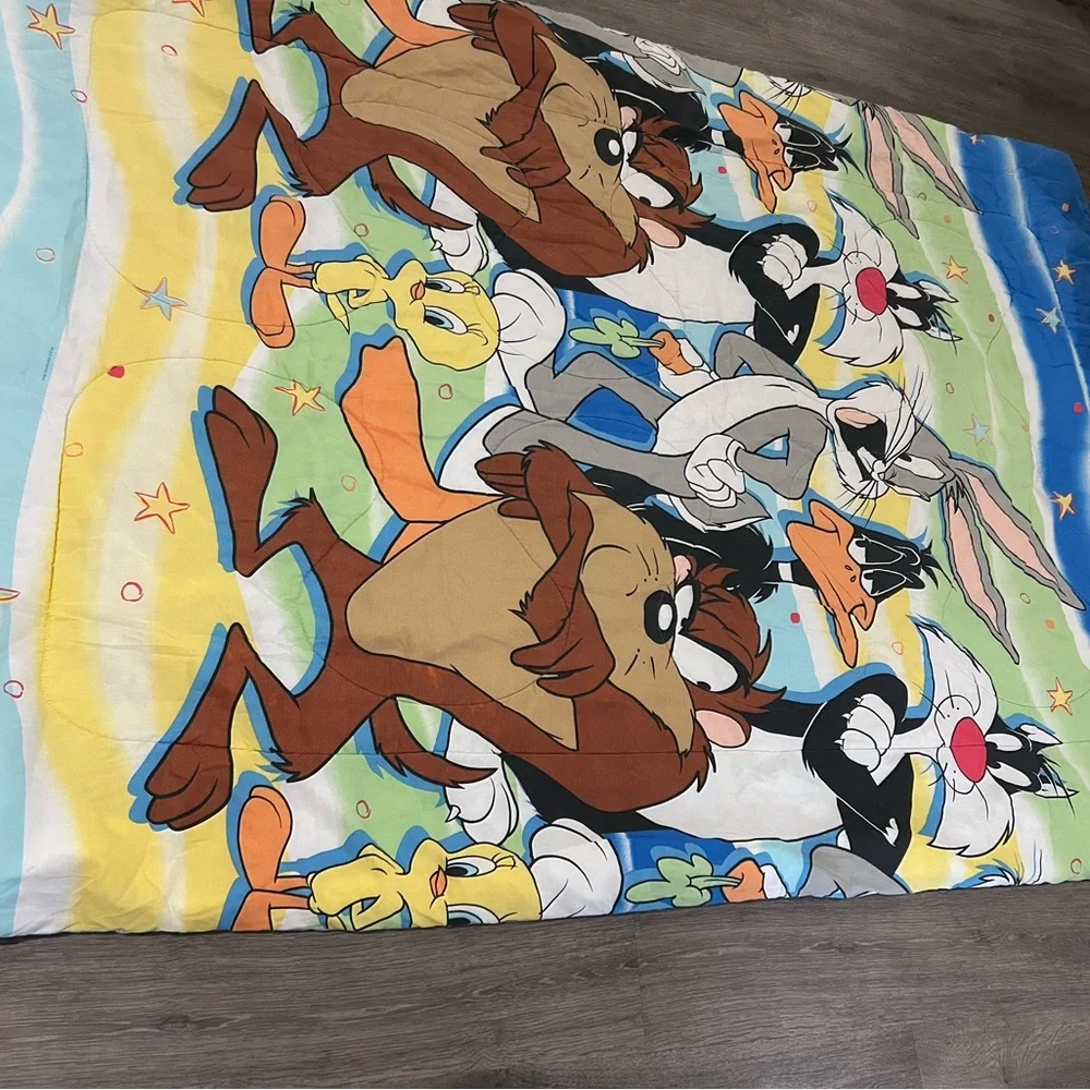 Vintage Warner Bros Looney Tunes Bedspread Twin Bugs Taz Sylvester Tweety Daffy